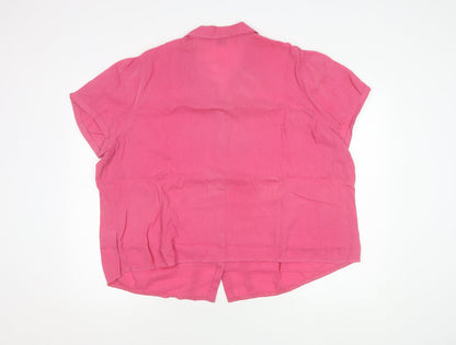 Marks and Spencer Women's Pink Button-Up Blouse Size 22