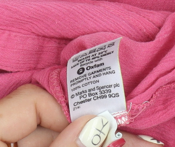 Marks and Spencer Women's Pink Button-Up Blouse Size 22