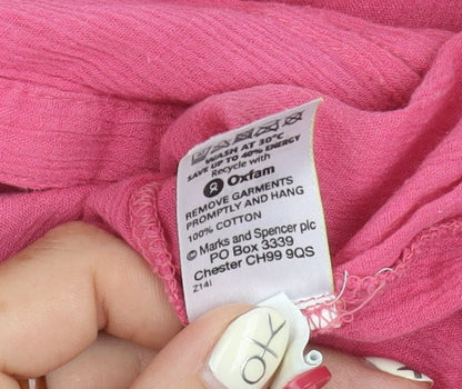 Marks and Spencer Women's Pink Button-Up Blouse Size 22