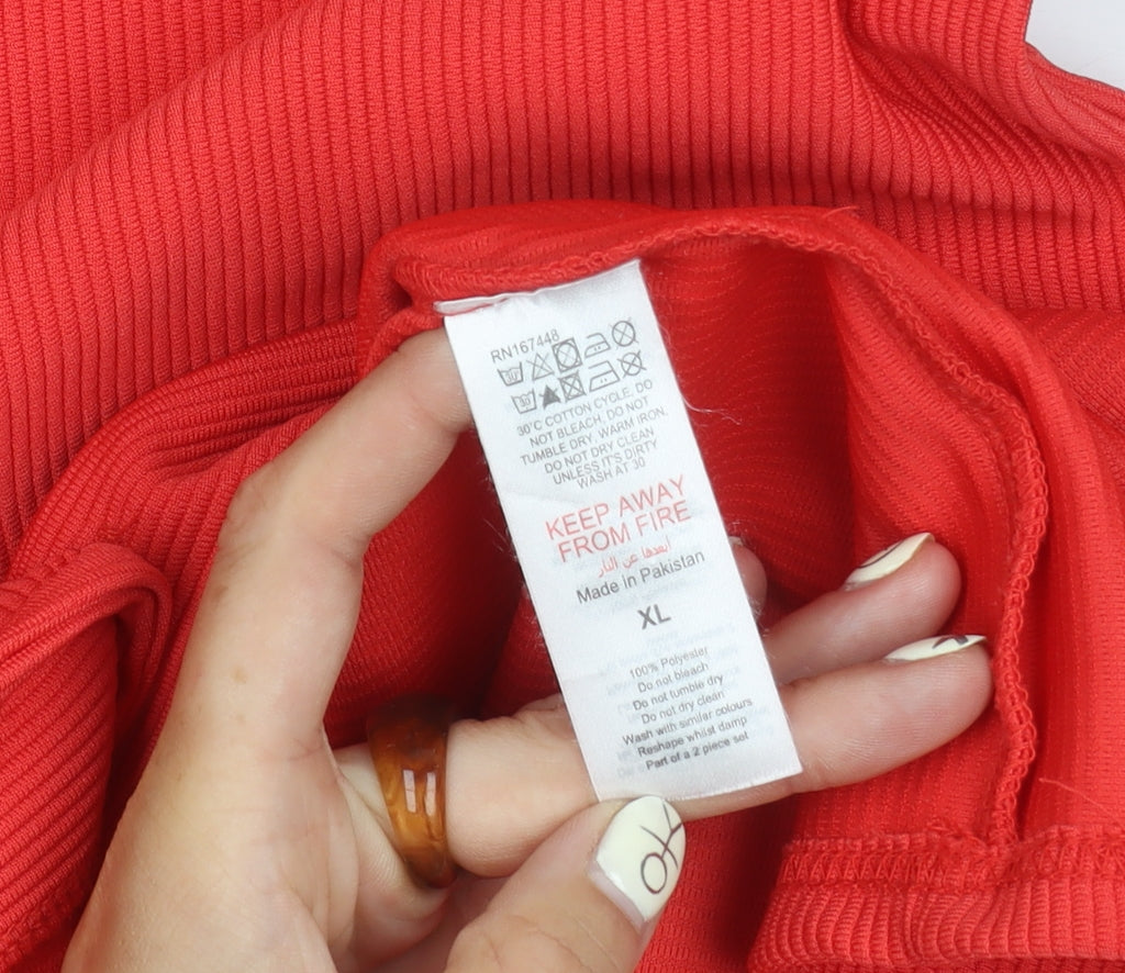 boohooMAN Men's Red XL Polo Shirt Short Sleeve