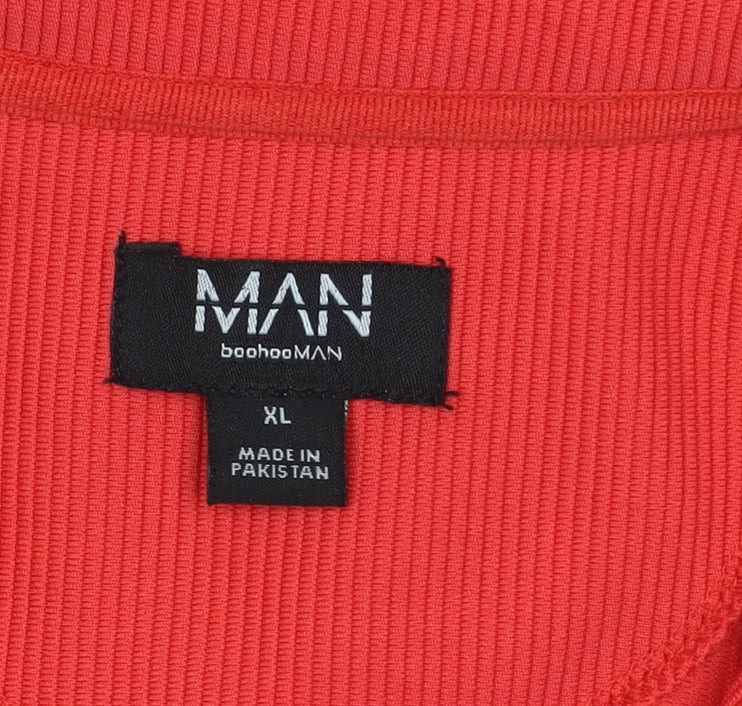 boohooMAN Men's Red XL Polo Shirt Short Sleeve