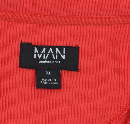 boohooMAN Men's Red XL Polo Shirt Short Sleeve