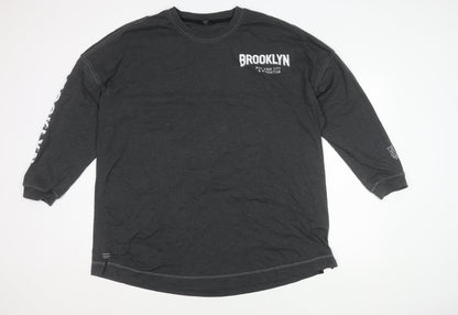 Next Men's Black XL Brooklyn Graphic Long Sleeve T-Shirt