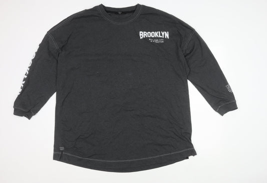 Next Men's Black XL Brooklyn Graphic Long Sleeve T-Shirt