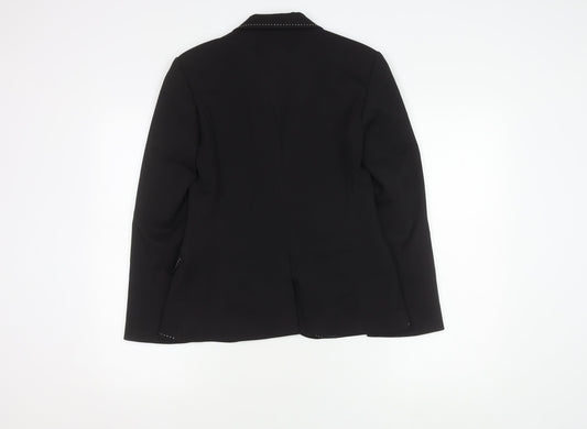 River Island Women's Black Blazer Size 10, Lined, One-Button
