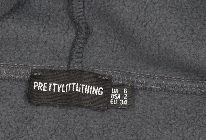 PrettyLittleThing Women's Grey Hoodie, Size 6, Stylish & Warm