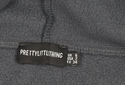 PrettyLittleThing Women's Grey Hoodie, Size 6, Stylish & Warm