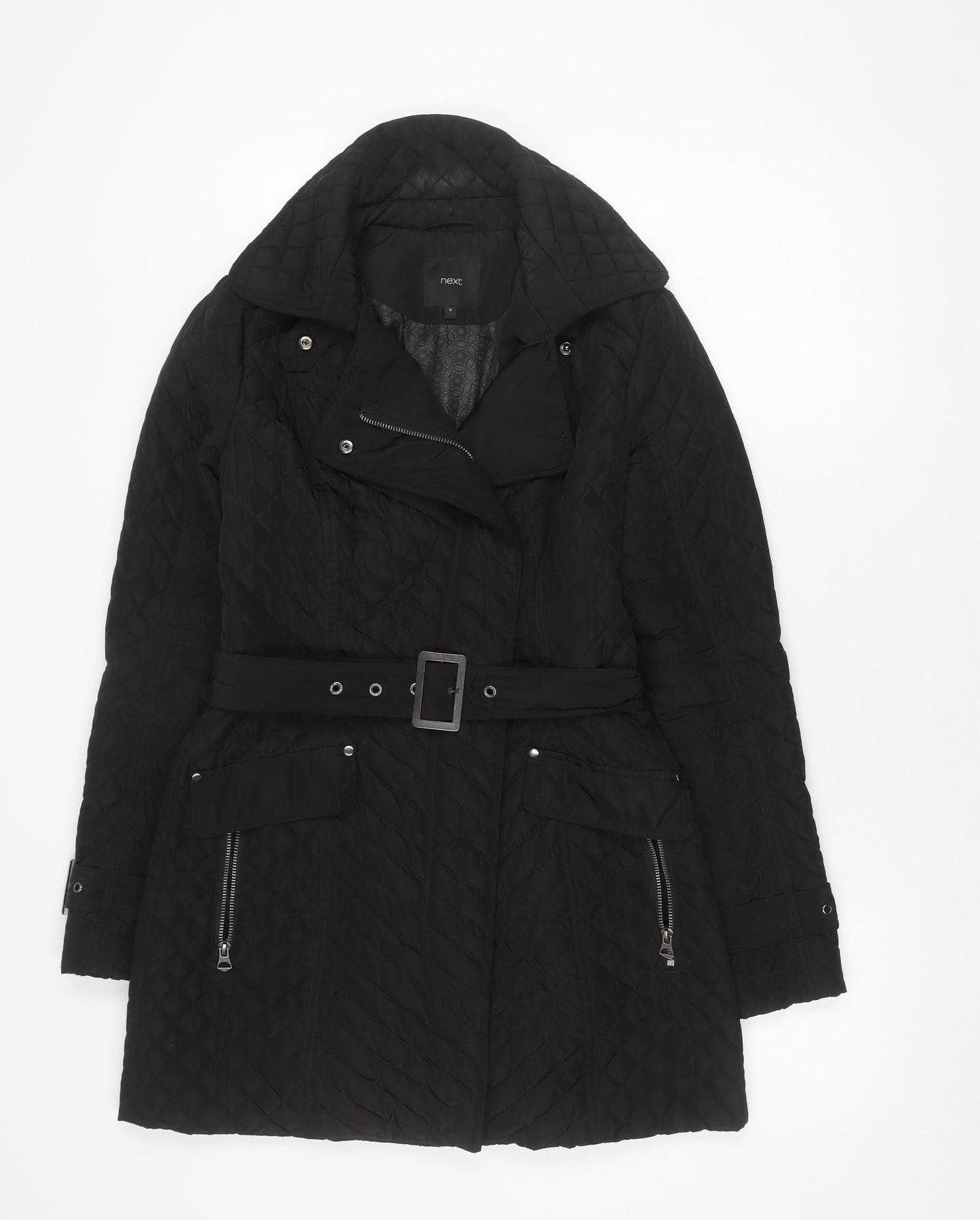 Mens UK Size 8 NEXT Black Quilted Coat