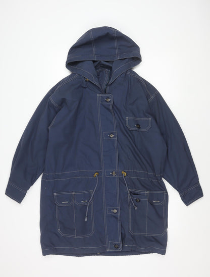 Jordanna Women's Blue Long Coat Size 14, Hooded Casual