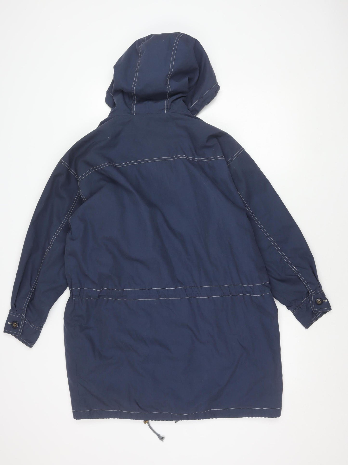 Jordanna Women's Blue Long Coat Size 14, Hooded Casual