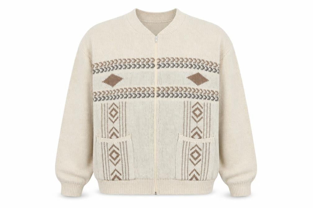 Mens UK Size XL Premier Man Beige Full Zip Jumper