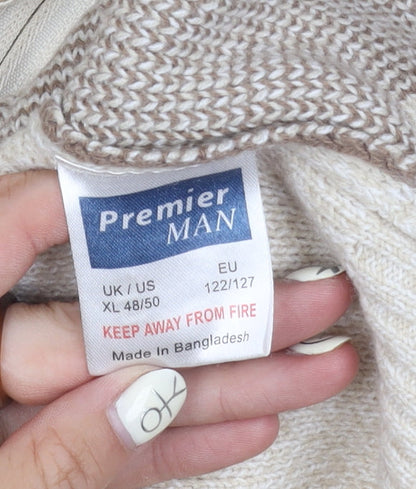 Premier Man Beige XL Full Zip Men's Jumper Aztec