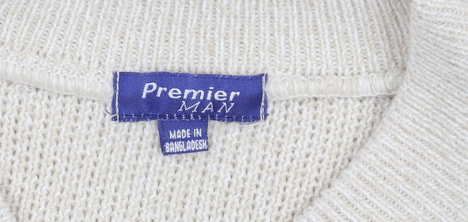 Premier Man Beige XL Full Zip Men's Jumper Aztec