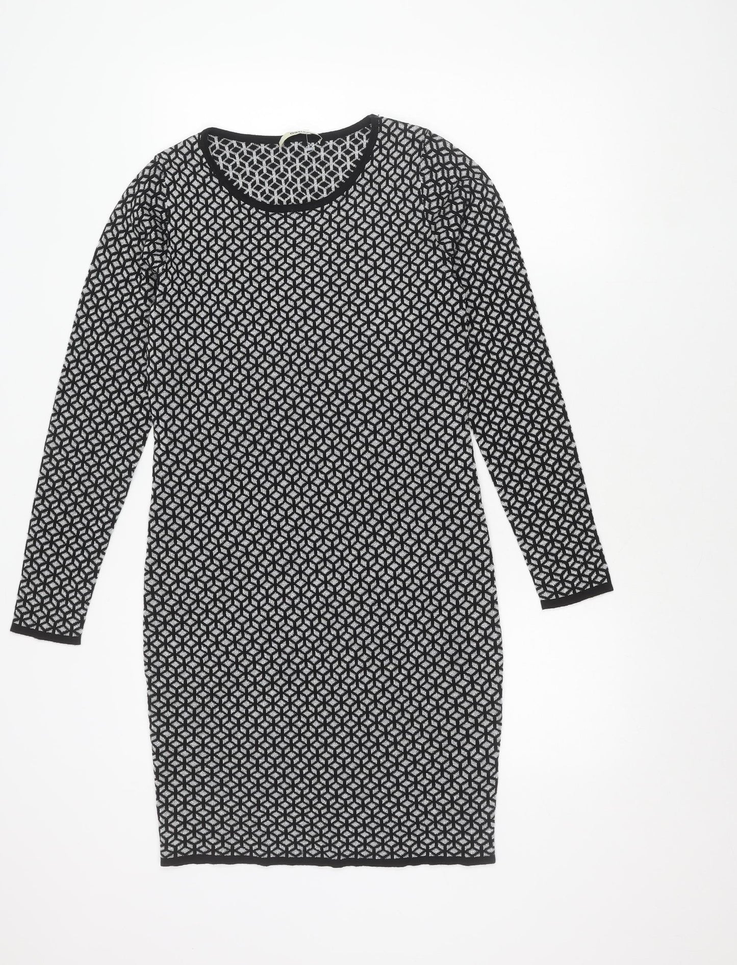 Oasis Women's Black Geometric Knit Shift Dress S