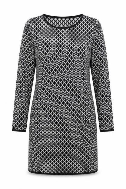Oasis Women's Black Geometric Knit Shift Dress S