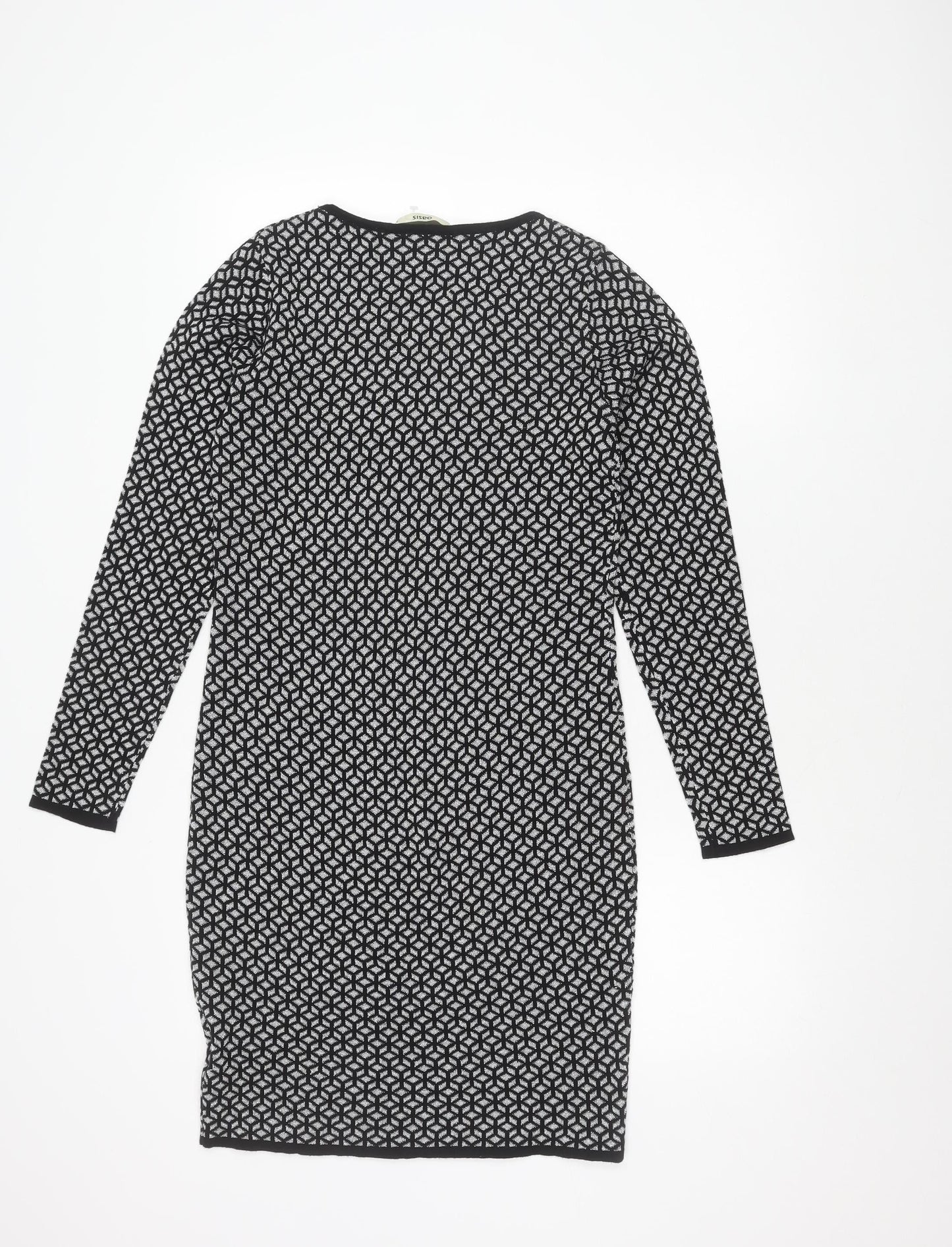 Oasis Women's Black Geometric Knit Shift Dress S