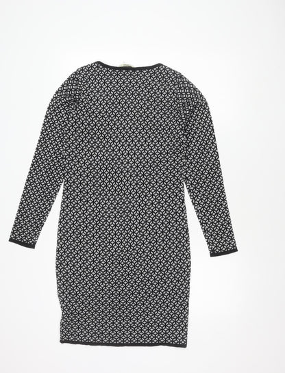 Oasis Women's Black Geometric Knit Shift Dress S