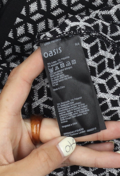 Oasis Women's Black Geometric Knit Shift Dress S