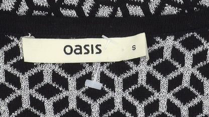 Oasis Women's Black Geometric Knit Shift Dress S