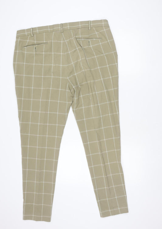 ASOS Design Men's Green Check Slim Trousers XL