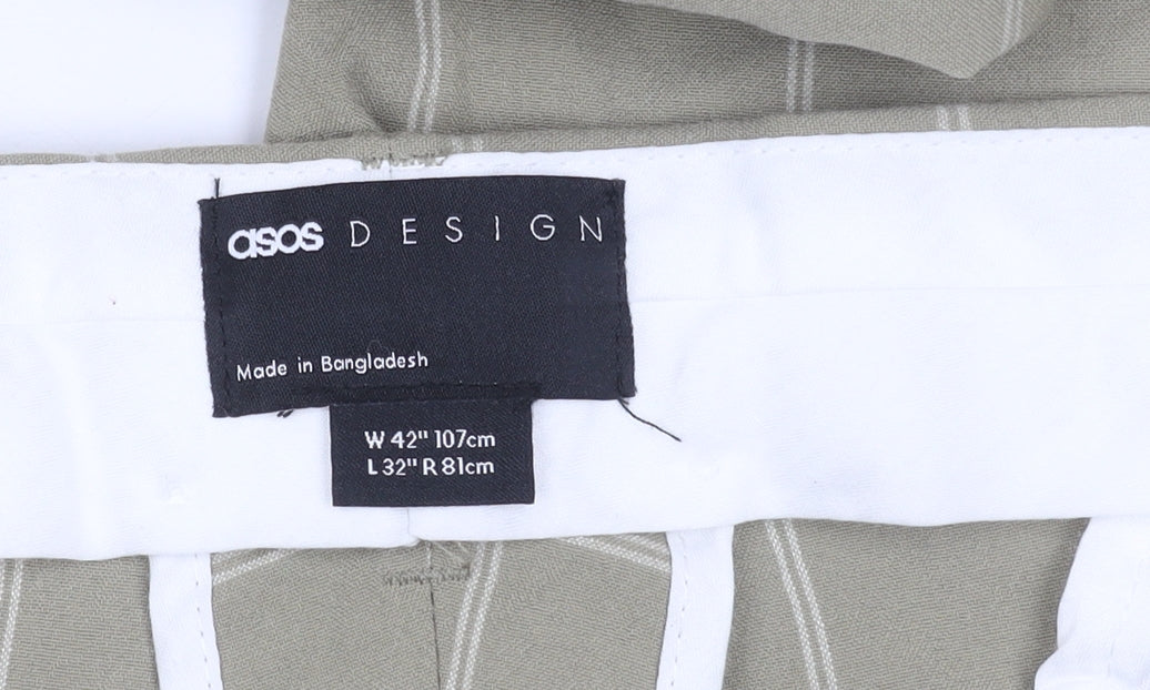 Mens UK Size XL ASOS Design Slim Fit Casual Green Trousers