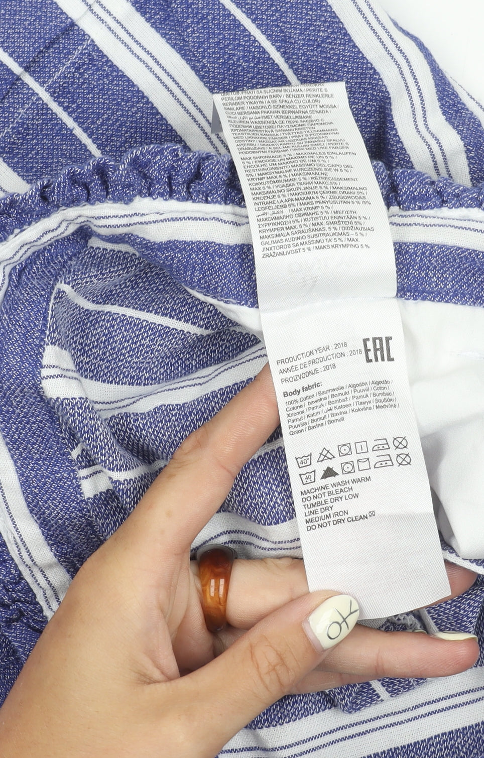 ONLY Women's Blue Striped Bermuda Shorts, Size 6