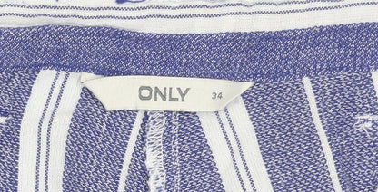 ONLY Women's Blue Striped Bermuda Shorts, Size 6