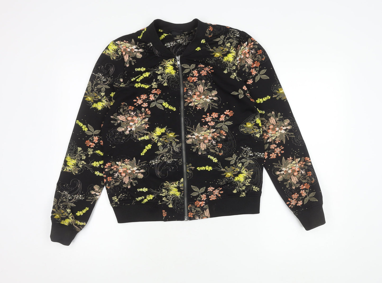 Esmara Women's Floral Bomber Jacket Black Size 12