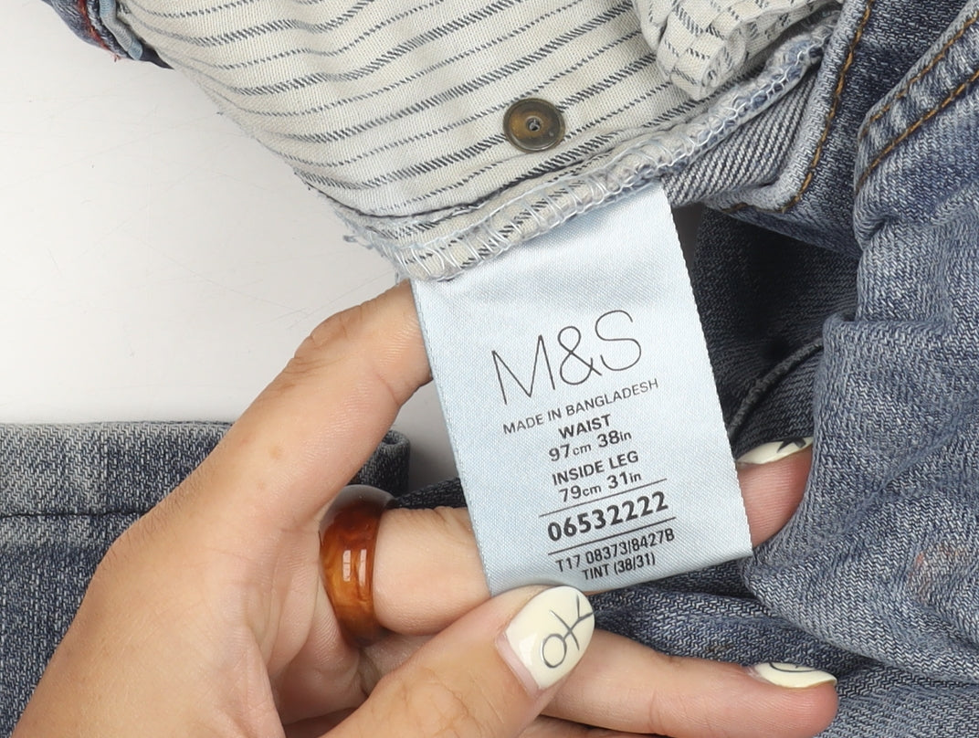 Marks and Spencer Men's Blue Straight Jeans 38W