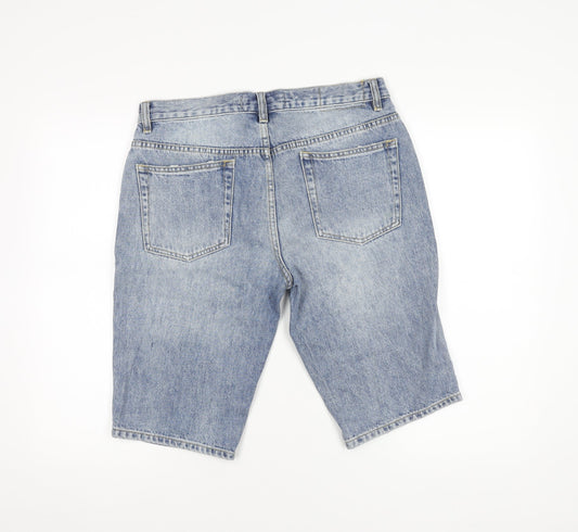 Topman Men's Blue Denim Distressed Slim Shorts 32