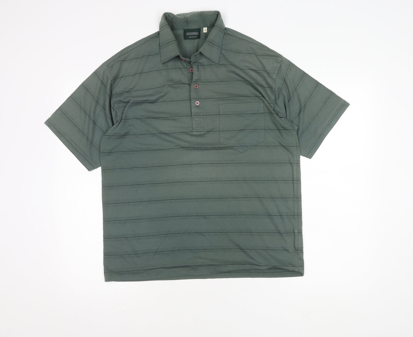 Canda Men's Green Striped Polo Shirt M