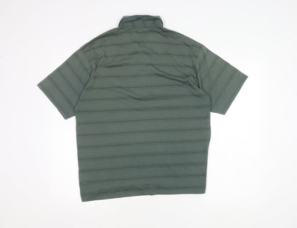 Canda Men's Green Striped Polo Shirt M
