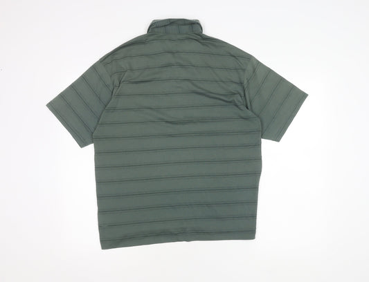 Canda Men's Green Striped Polo Shirt M