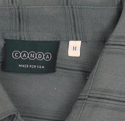 Canda Men's Green Striped Polo Shirt M