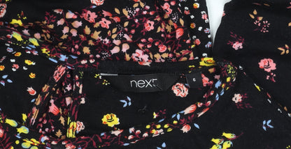 Next Women's Black Floral Dress Size 6 Long Sleeve