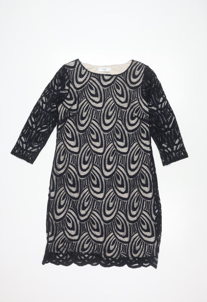 Wallis Petite Geometric Dress UK 14 Multicoloured 3/4 Sleeve