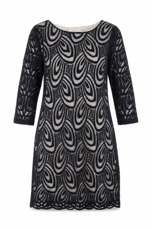 Front view of Wallis Petite Geometric Dress UK 14 Multicoloured 3/4 Sleeve