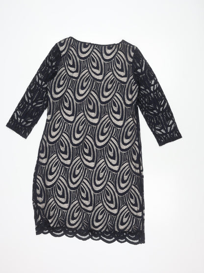 Wallis Petite Geometric Dress UK 14 Multicoloured 3/4 Sleeve