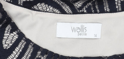 Wallis Petite Geometric Dress UK 14 Multicoloured 3/4 Sleeve