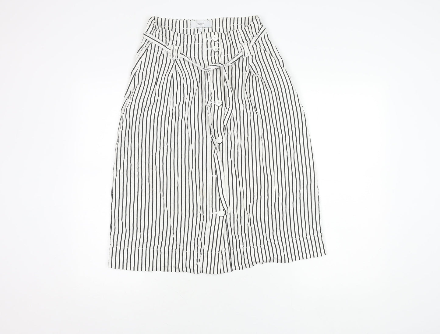 Next Women’s White Black Striped Midi Skirt Size 6
