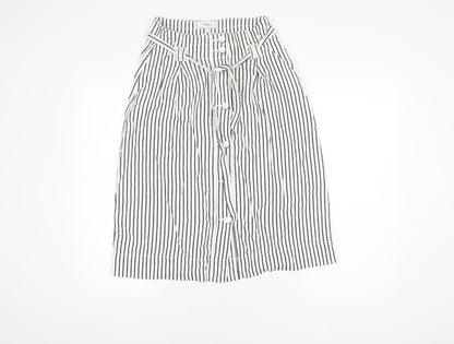 Next Women’s White Black Striped Midi Skirt Size 6