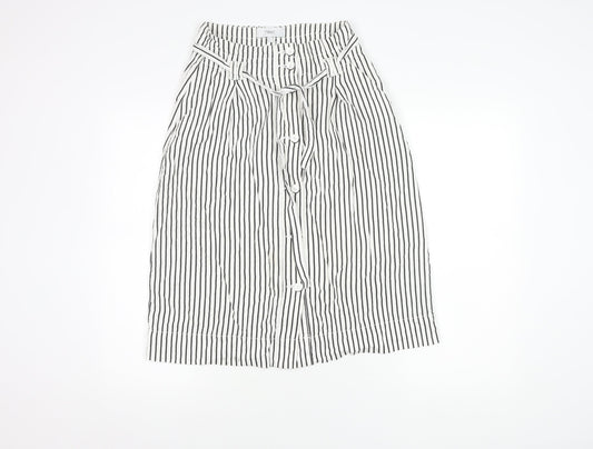 Next Women’s White Black Striped Midi Skirt Size 6