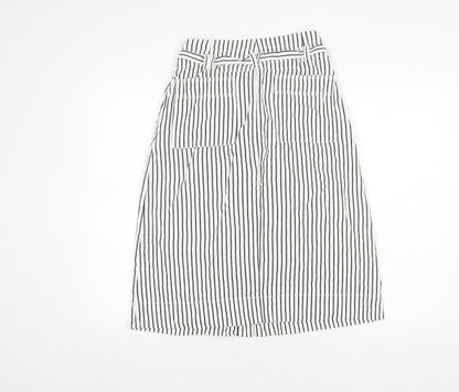 Next Women’s White Black Striped Midi Skirt Size 6