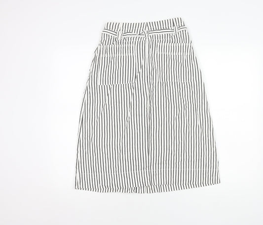 Next Women’s White Black Striped Midi Skirt Size 6