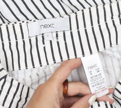 Next Women’s White Black Striped Midi Skirt Size 6