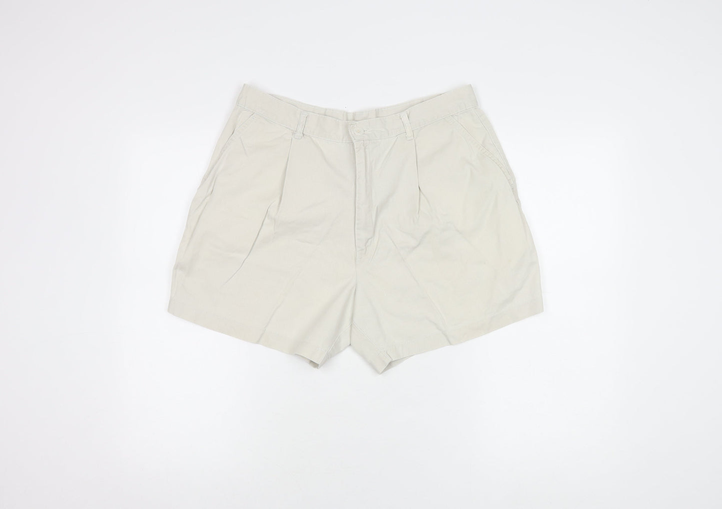 St Michael Beige Women's Cotton Pleated Shorts Size 8