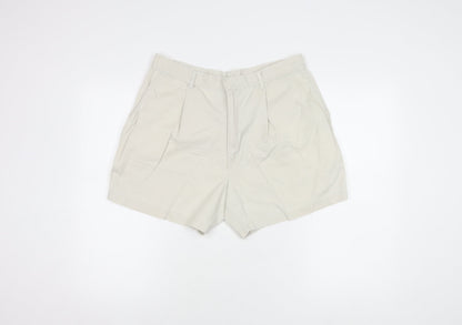 St Michael Beige Women's Cotton Pleated Shorts Size 8