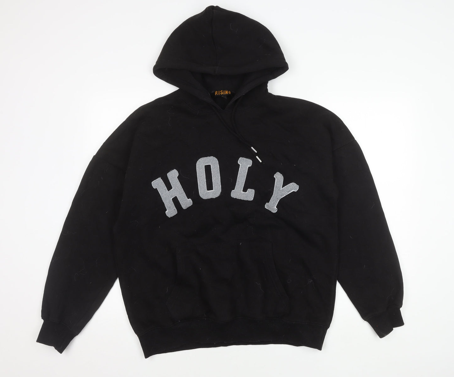 Rising Black Pullover Hoodie Unisex S Fleece Logo
