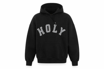 Front view of Rising Black Pullover Hoodie unisex s fleece logo