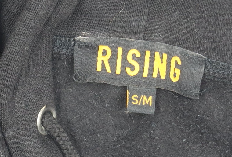 Rising Black Pullover Hoodie Unisex S Fleece Logo